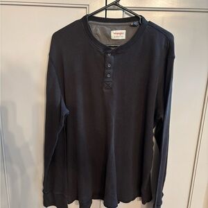 Wrangler Black Buttoned Henley sz L